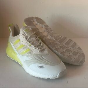Size 13 - adidas ZX 2K Boost 2.0 White/Semi Solar Slime Athletic Running Shoes